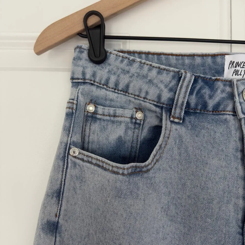 Princess Polly Careline Jeans Light Wash Cotton Spandex Stretch 5-pocket button - Image 5