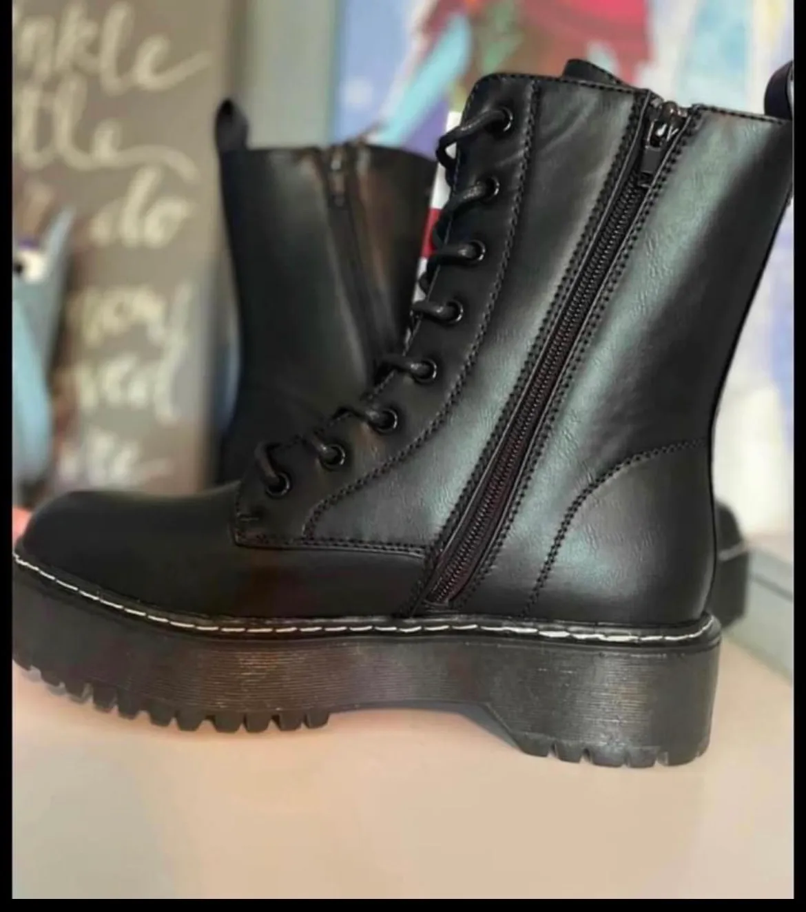 Unionbay Kiwi Leather Platform Combat Boots - Image 5