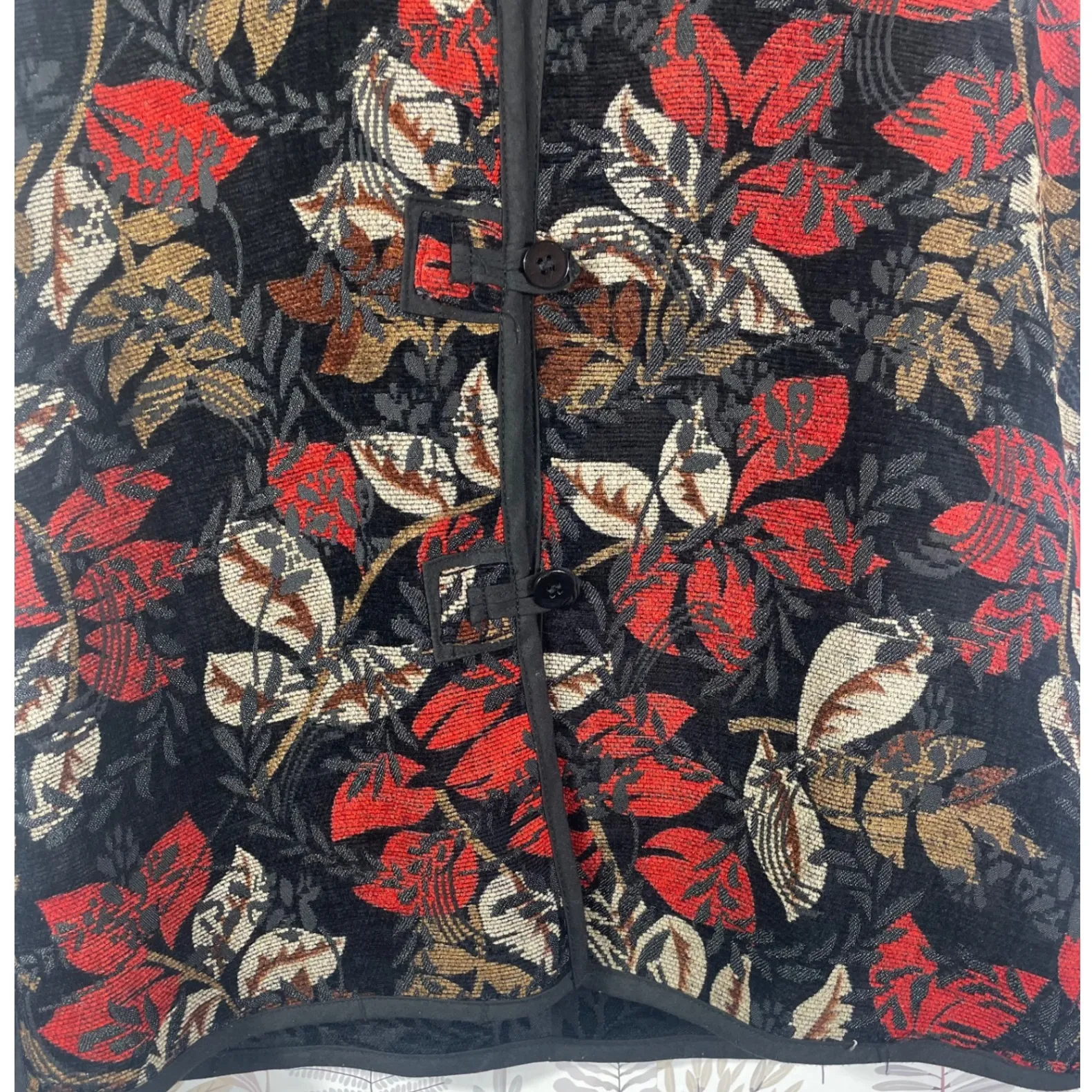 Vtg Reversible Vest Multicolor Button Front Tapestry Style Casual Outerwear Fall Size L - Image 3