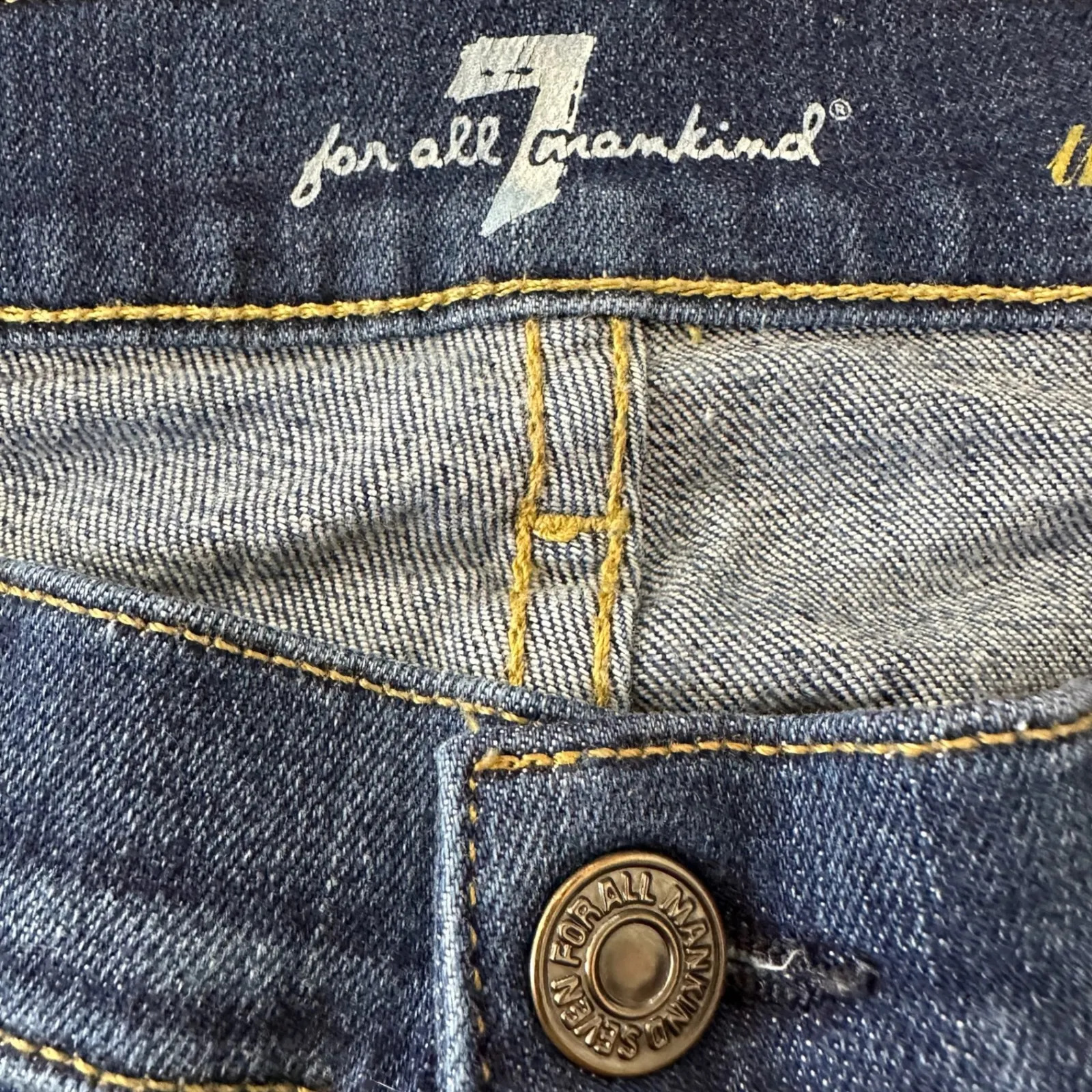 Seven For All Mankind The Skinny Jeans Dark Wash Size 28 Mid Rise Stretch Blue - Image 3