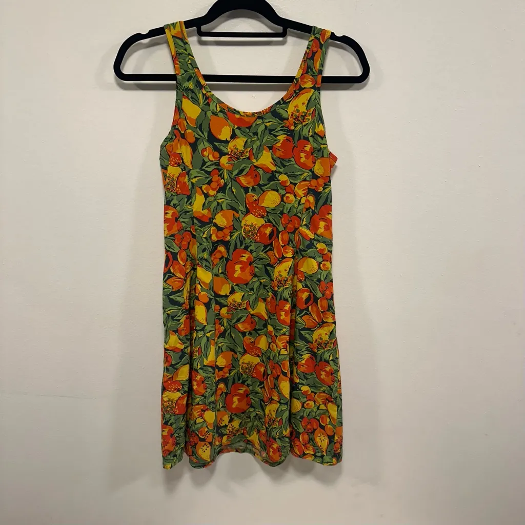 Toad&Co Multicolor sun kissed Floral tropical fruit dress! Size XS Yellow - Image 6