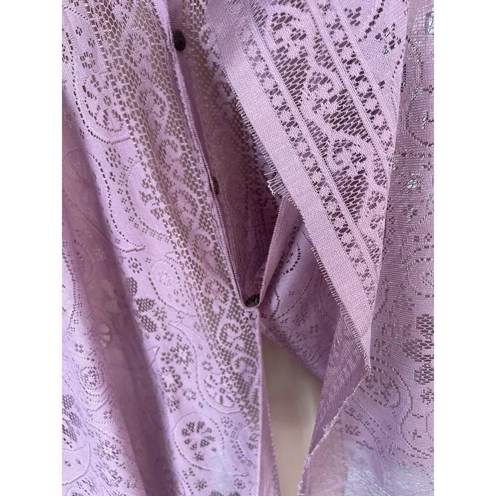 Peach pink Lace floral Open Front Kimono Beach Coverup Lightweight relaxed #211 Size undefined - Image 8