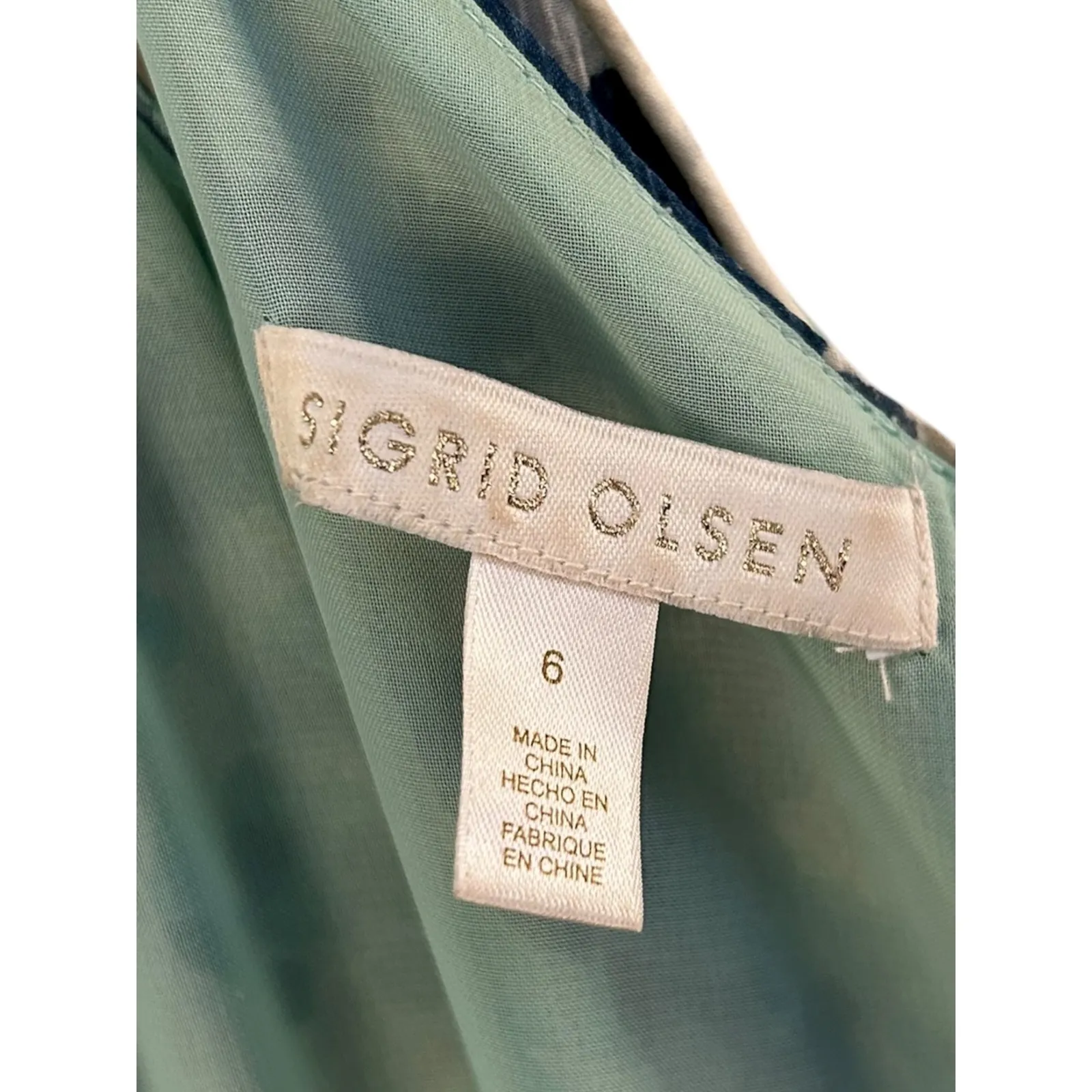 Sigrid Olsen Silk Romantic Fairy‎ Floral Ruched Lace Lined Midi Dress Women Sz 6 - Image 7