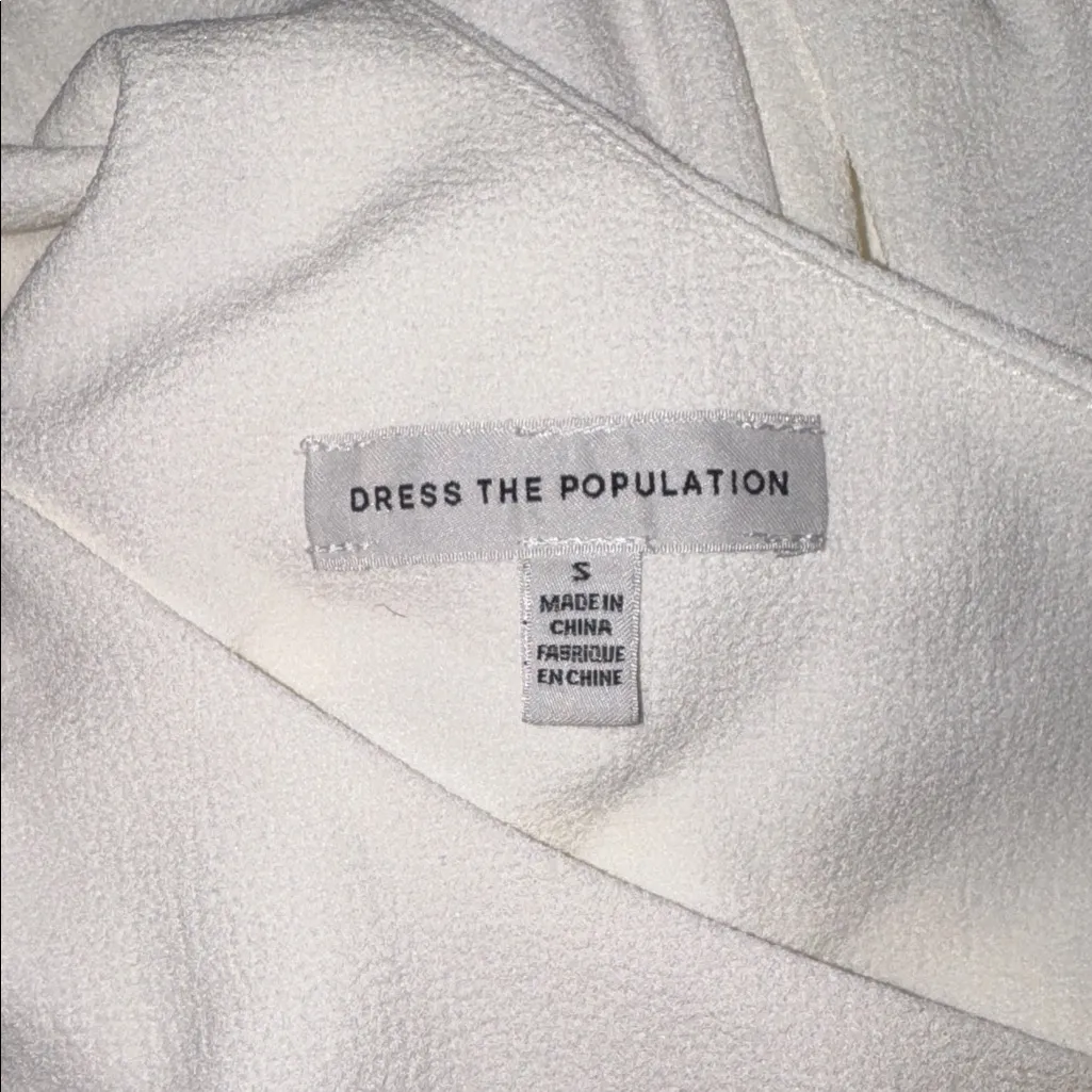 NWT DRESS THE POPULATION Georgina Off White One Shoulder Gown size S - Image 6