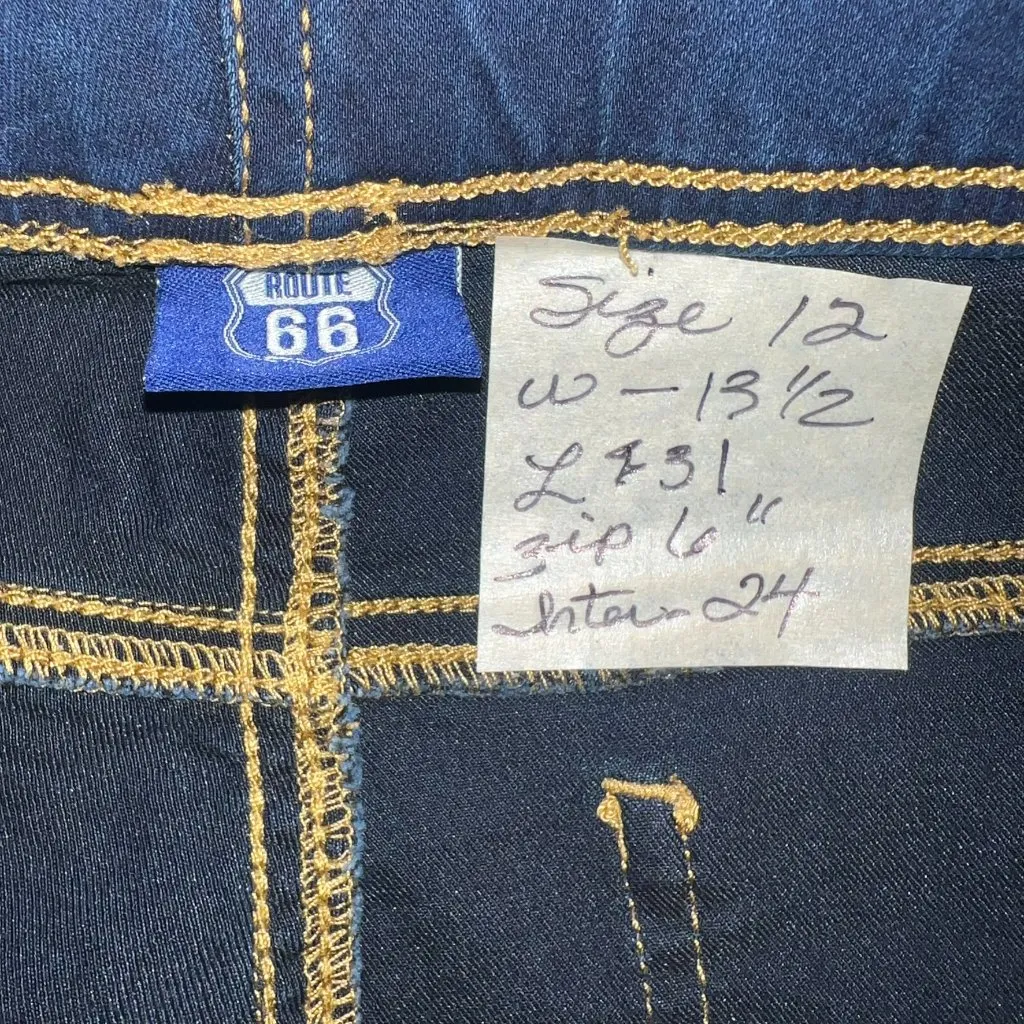 Route 66 Dark Blue Denim Stretch Fit Skinny Jeans Women's Size 12 Preowned - Image 3