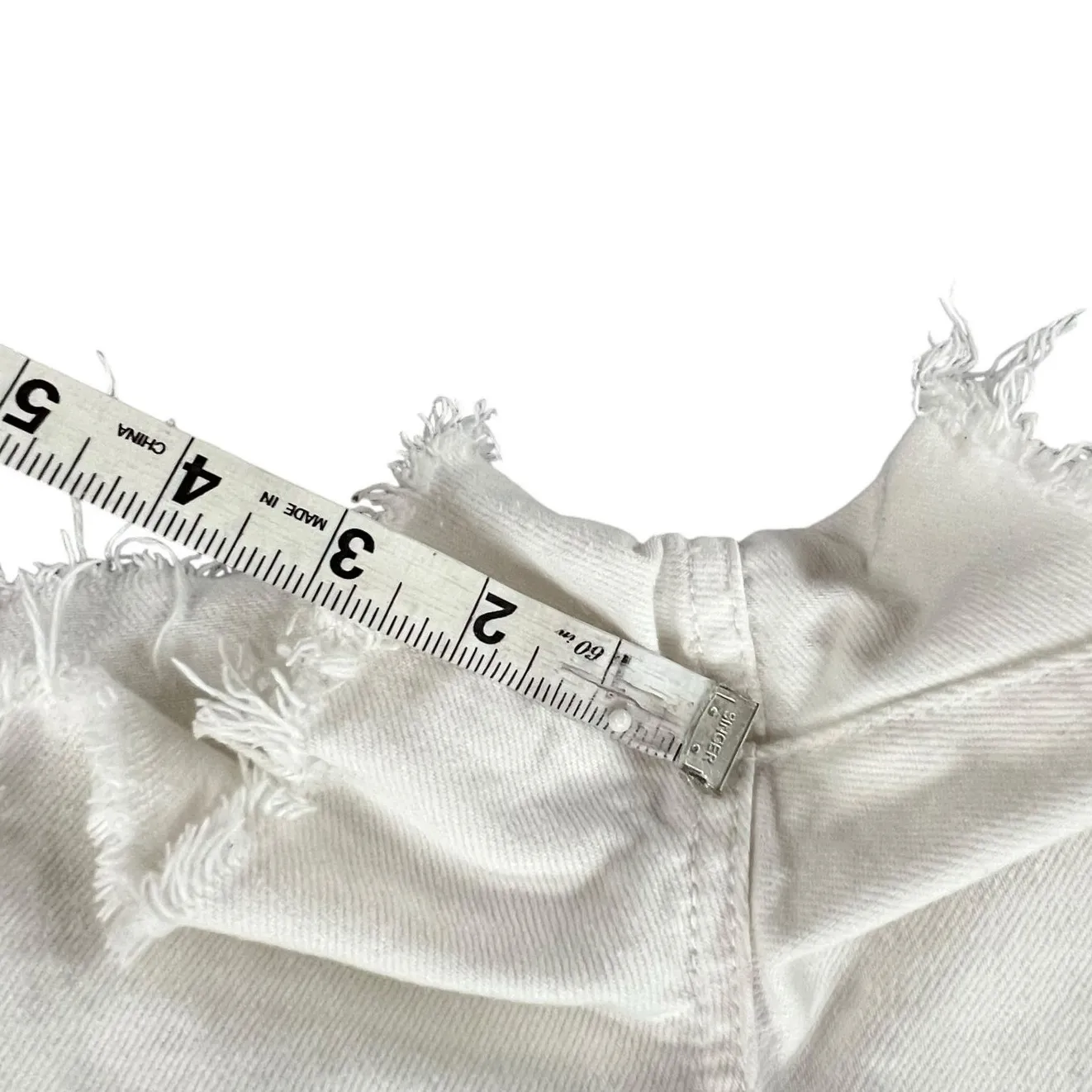 Free People We The Free Jean Shorts 31 White Denim Button Fly Distress Cut Offs - Image 10