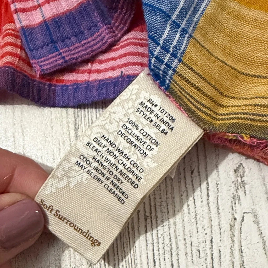 Soft Surroundings Sansonne Multicolor Plaid Button Down Shirt Size XL - Image 11