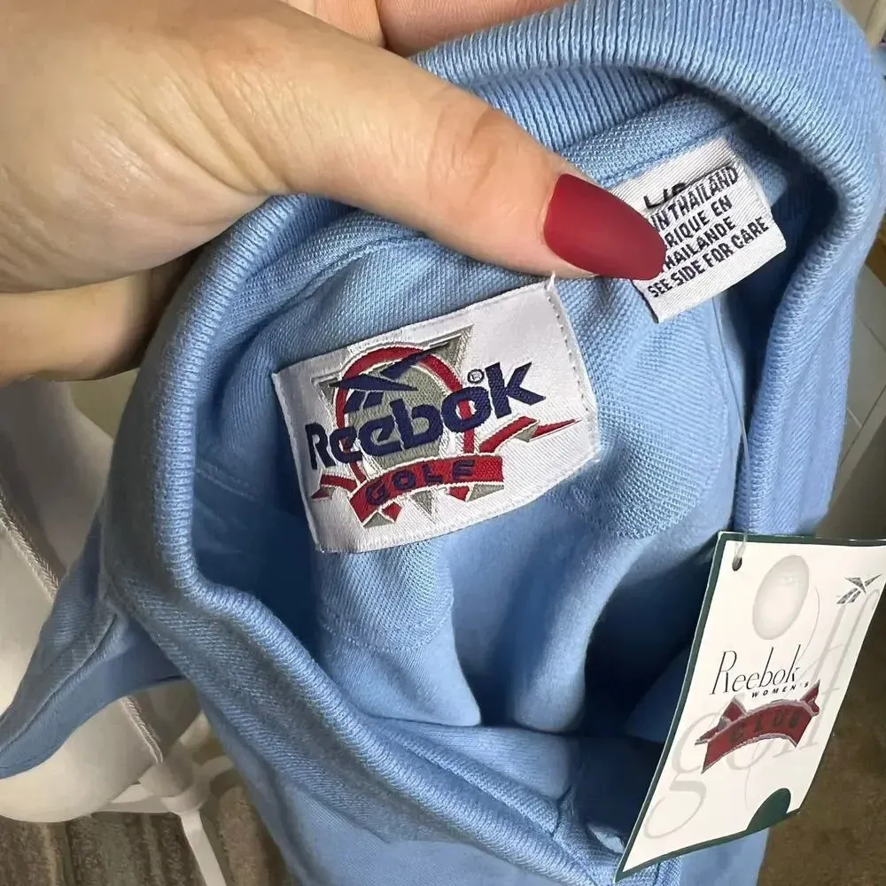 NWT Vintage Reebok Women's Club Size Large Blue Sleeveless Golf Polo‎ Shirt - Image 9