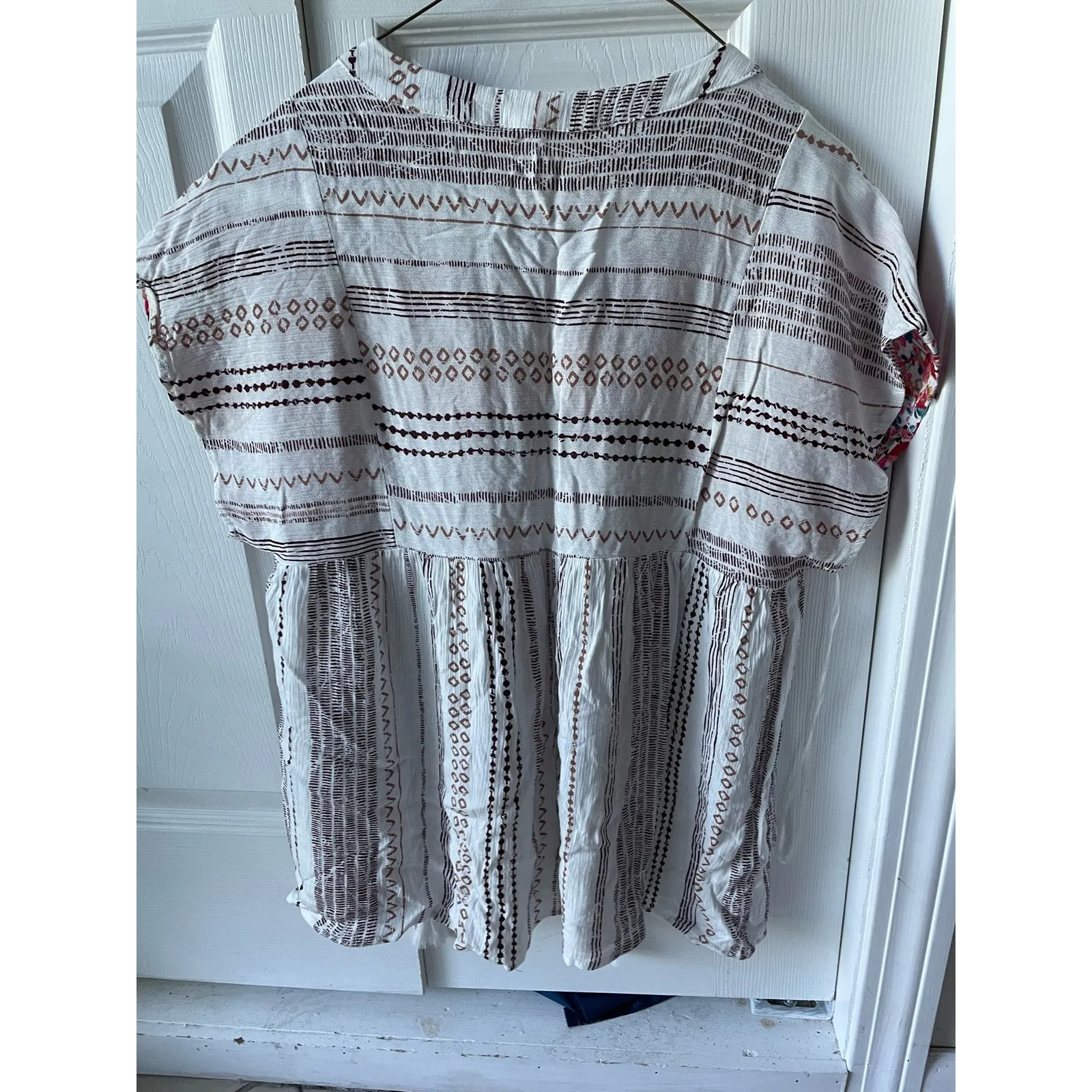 NWT Savanna Jane Size Small Boutique Boho shirt floral feminine‎ embroidered White - Image 5