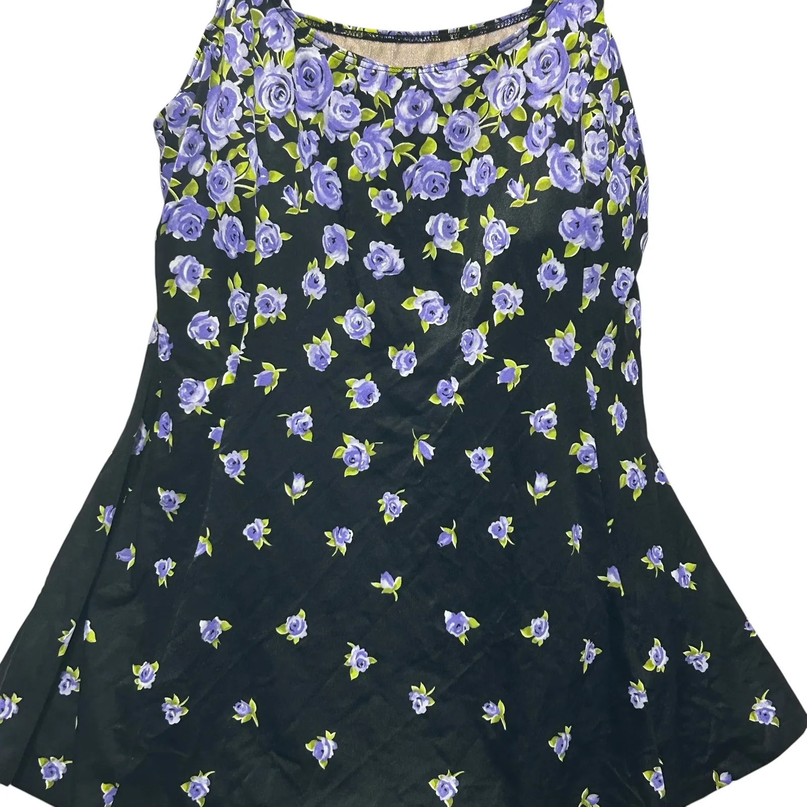 It Figures Womens 22W One‎ Piece Swim Dress Purple Floral Ruched Slimming Tummy Black - Image 5