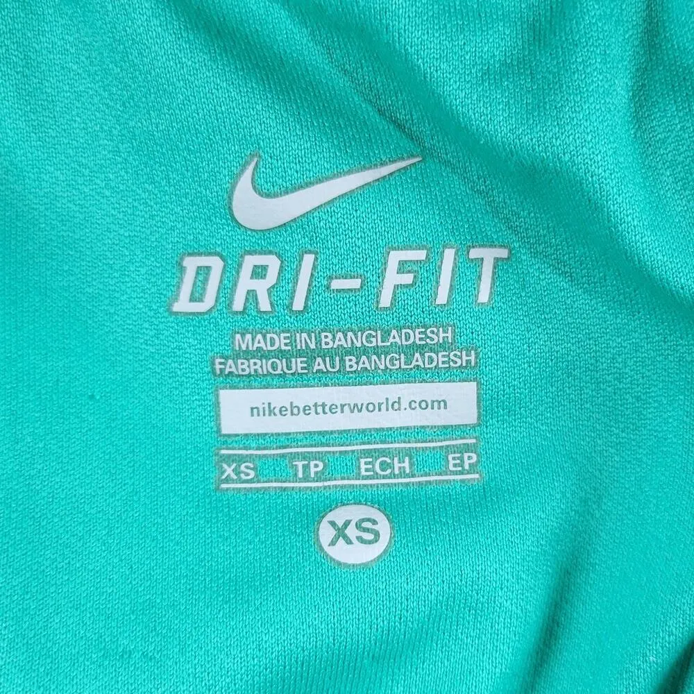 Nike Dri-Fit Swimwear Trunk Shorts Womens XS Black Green Elastic Waist Logo - Image 4