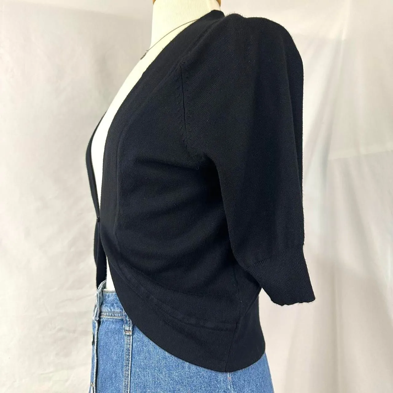 DRESSBARN Black Cropped 3/4 Sleeve‎ Bolero Shrug Womens M Gothic 2000s Y2K Indie - Image 2
