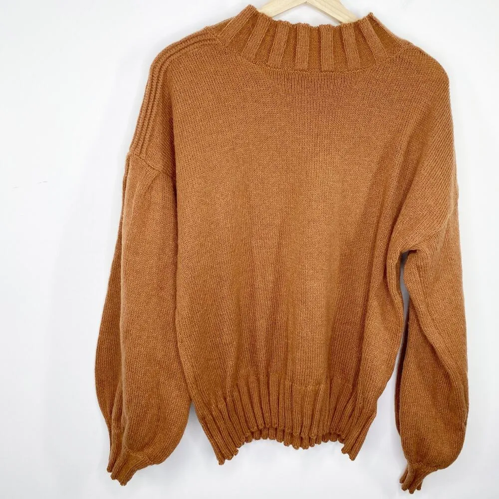 New In Rust Red Orange Mock Neck Knit Pullover Sweater Women's Size Medium M - Image 7