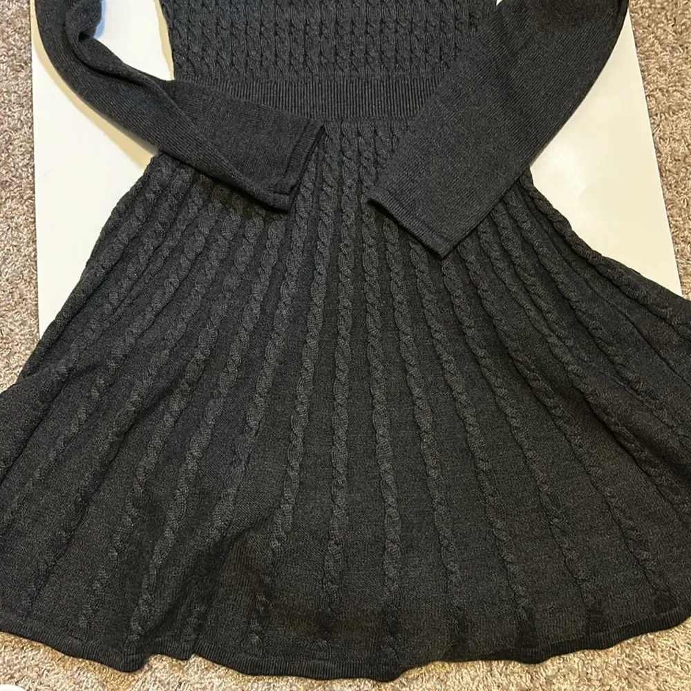 Calvin Klein Fit and Flare Black Cable Knit Sweater Dress - S - Image 3