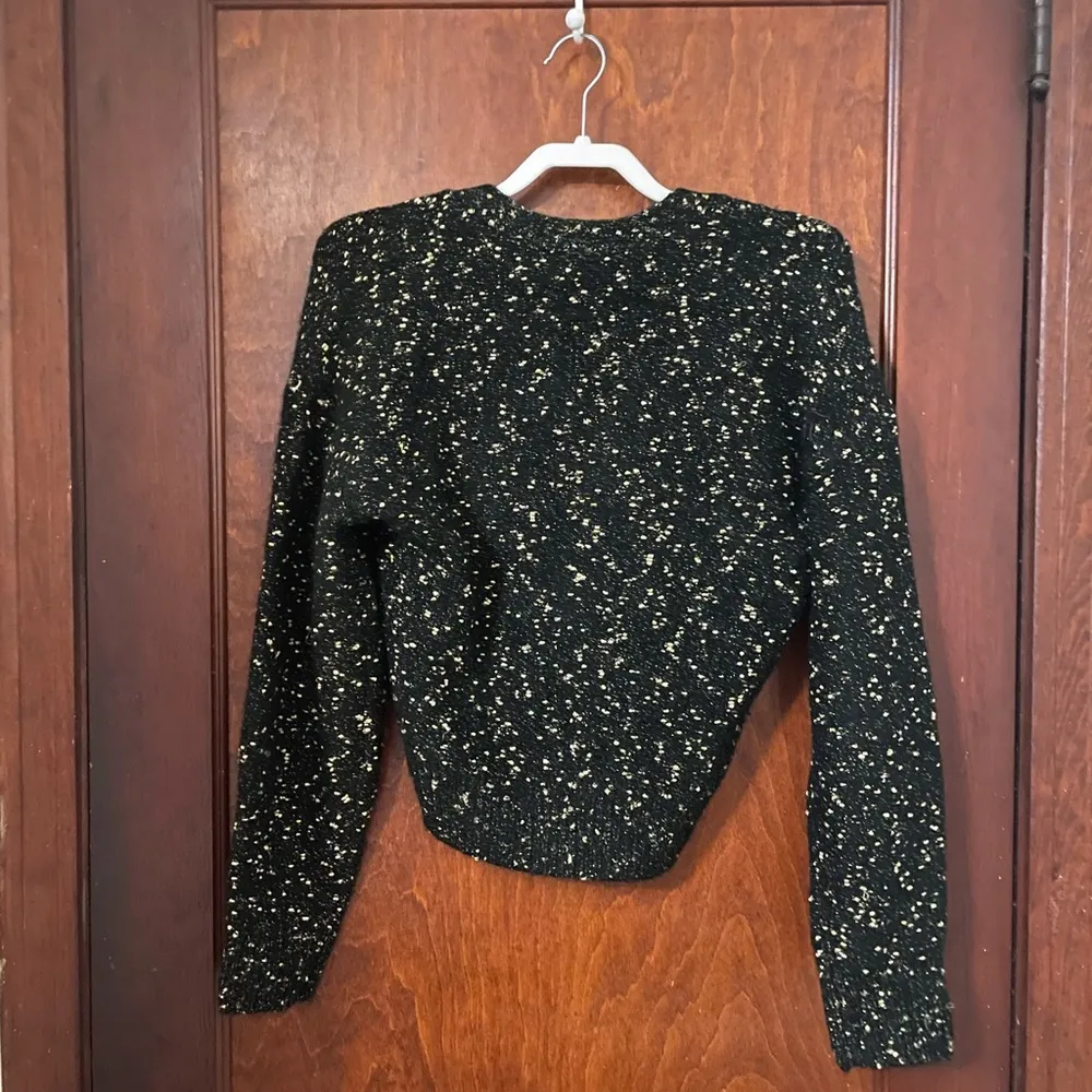 NWT Ann Taylor Black and Gold Shimmer Cardigan Sweater Size XS - Image 3