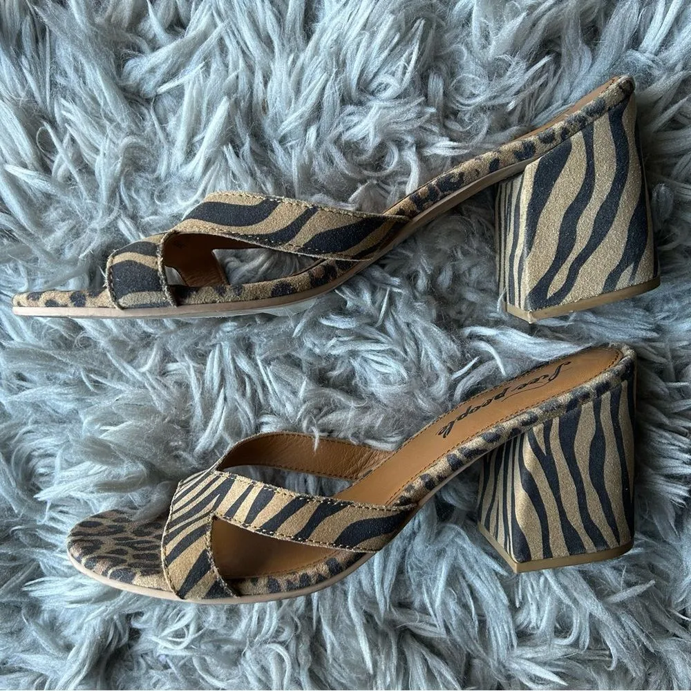 Free People Charlie-V animal print block heel sandal women’s shoe size 10 - Image 6