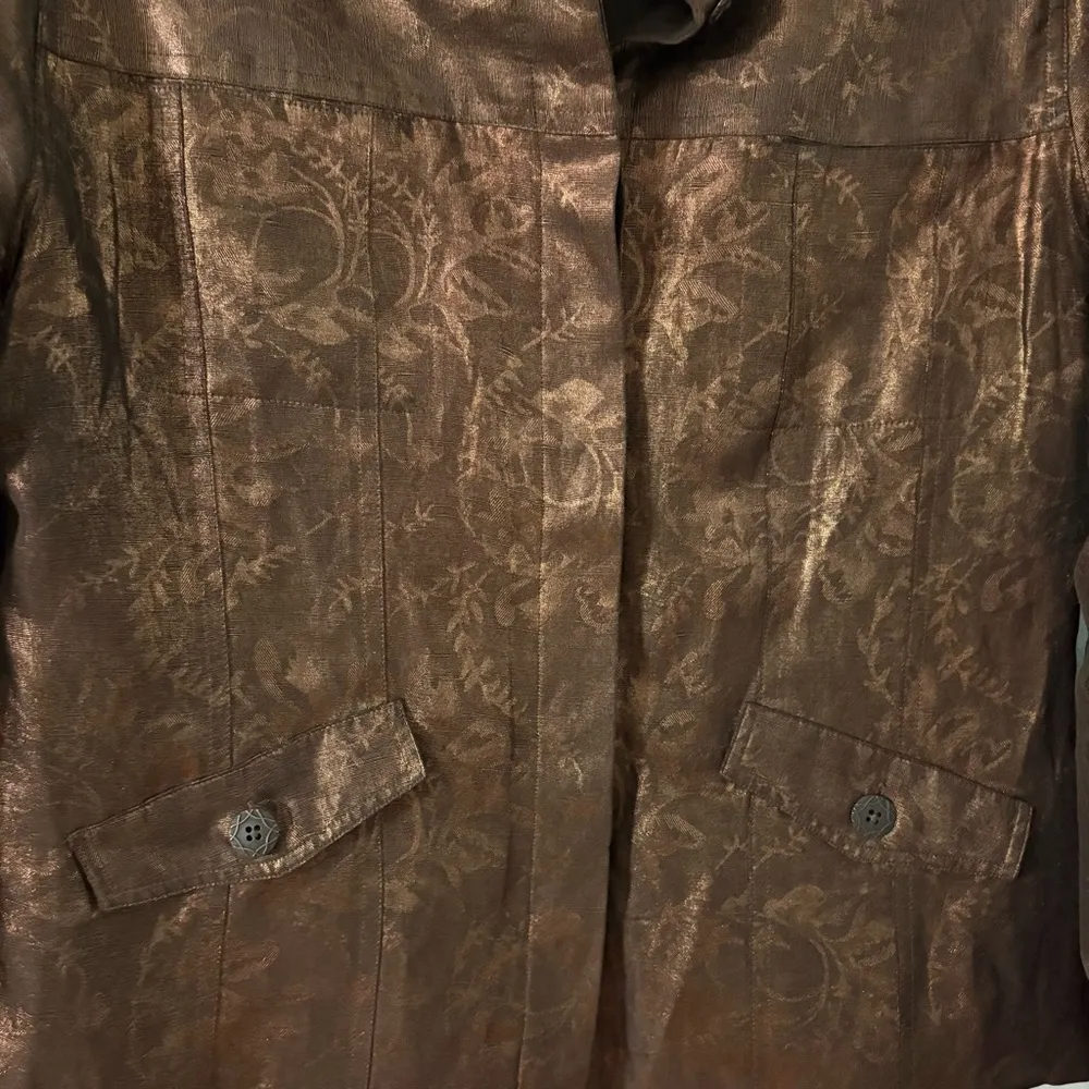 Chico’s Lightweight Linen Silk Blend Bronze Jacket. Size 1 - Image 6