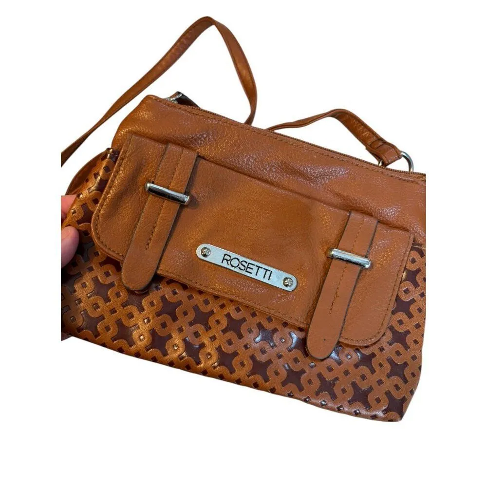 Brown Rosetti Faux Leather Crossbody Bag With Cut-Out Design & Adjustable Strap - Image 2