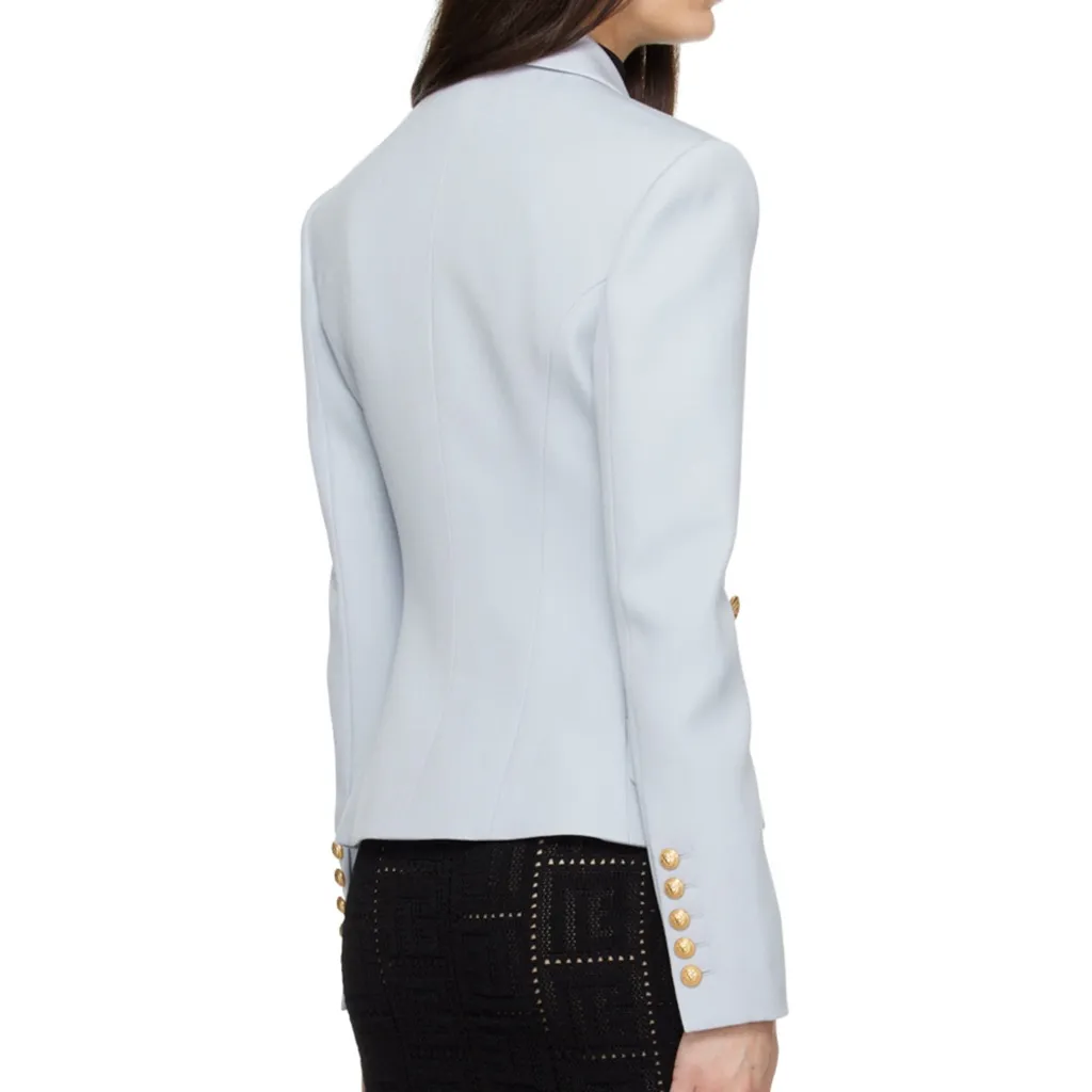 NWT BALMAIN Blue Double-Breasted Blazer in Light Blue - Image 3