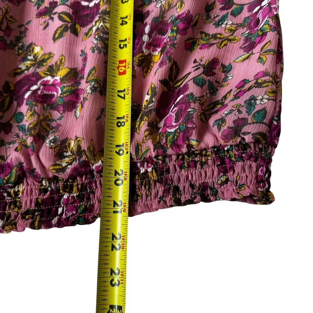 Express Multicolor Floral Sheer Unlined High Neck Blouse Women Top Sz XS | 5-25 - Image 5