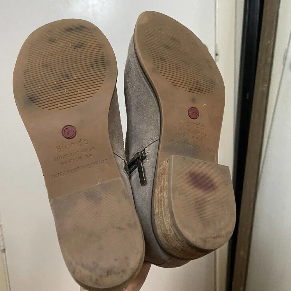 BLONDO neutral suede leather tan side zip waterproof ankle boots size US 9.5 - Image 9