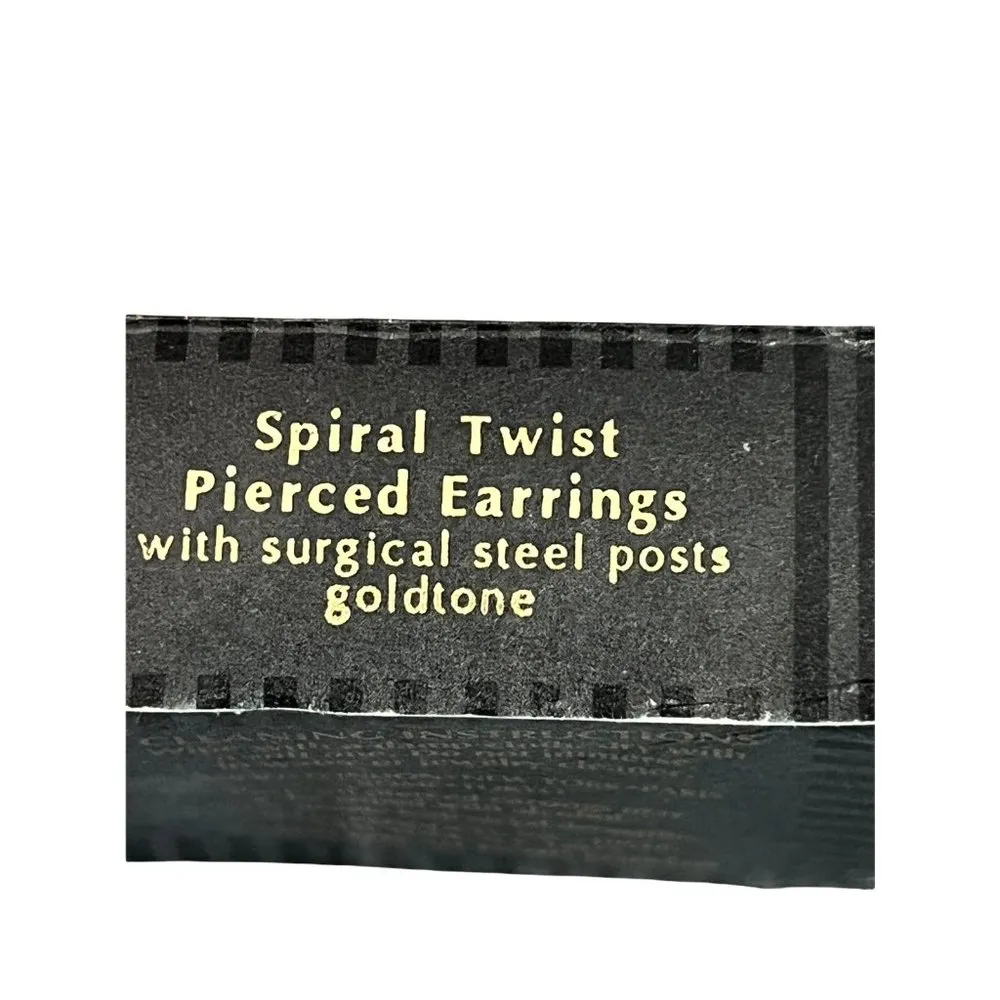 Avon Spiral Twist Pierced Earring Surgical Steel posts Gold Tone Aurora Borealis - Image 4