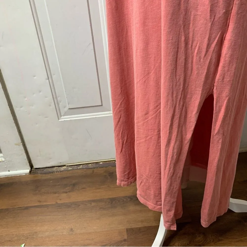 Sundry pink‎ salmon ruffle sleeves slit maxi dress size large Barbie core - Image 4