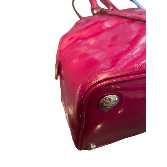 Coach Peyton Link C Embossed Patent‎ Leather Domed 32583 Raspberry Handbag - Image 10