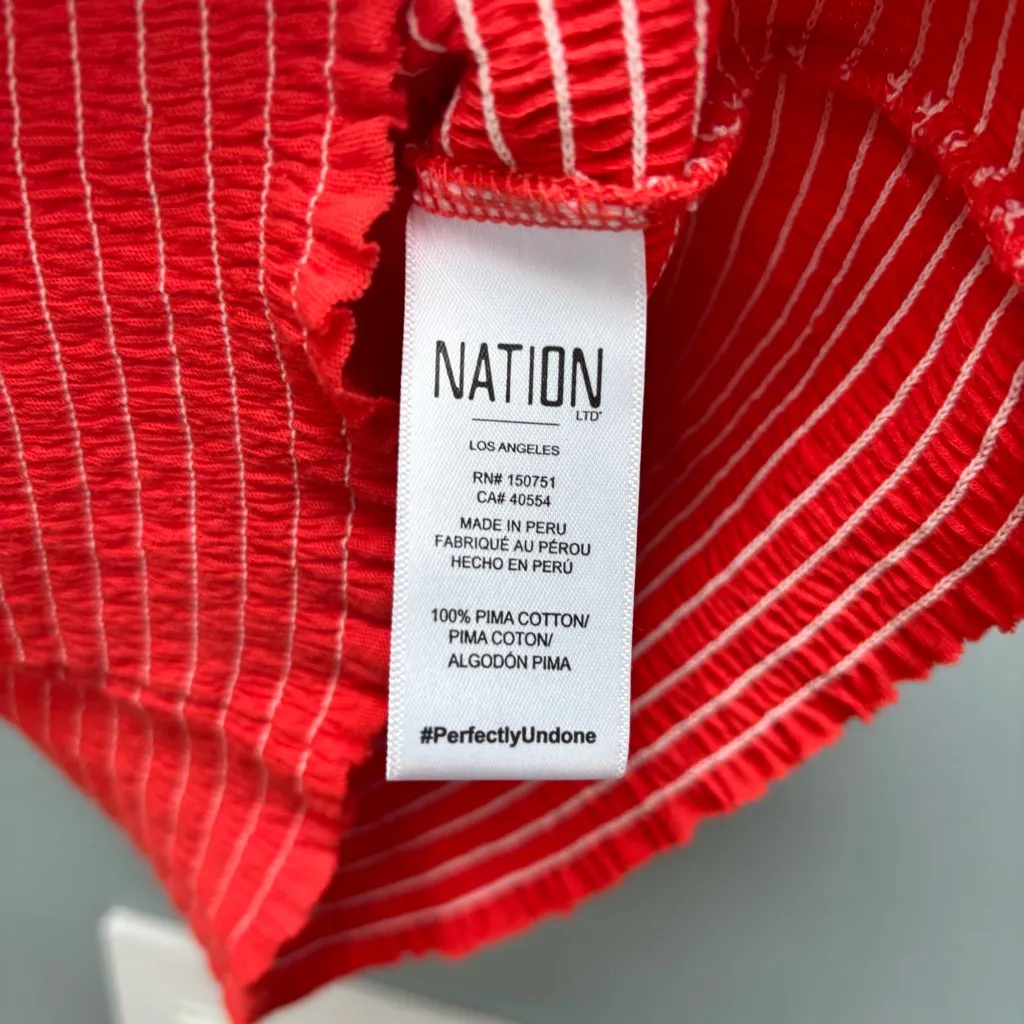 NATION LTD Christine Smocked Tank in Red XS - Image 10