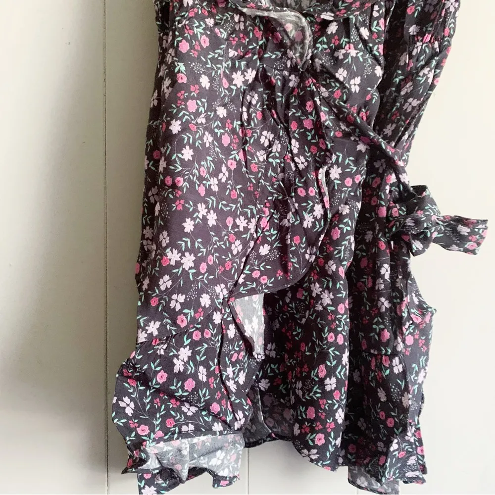 LOVERS + FRIENDS Skye Floral Wrap Mini Dress M - Image 8