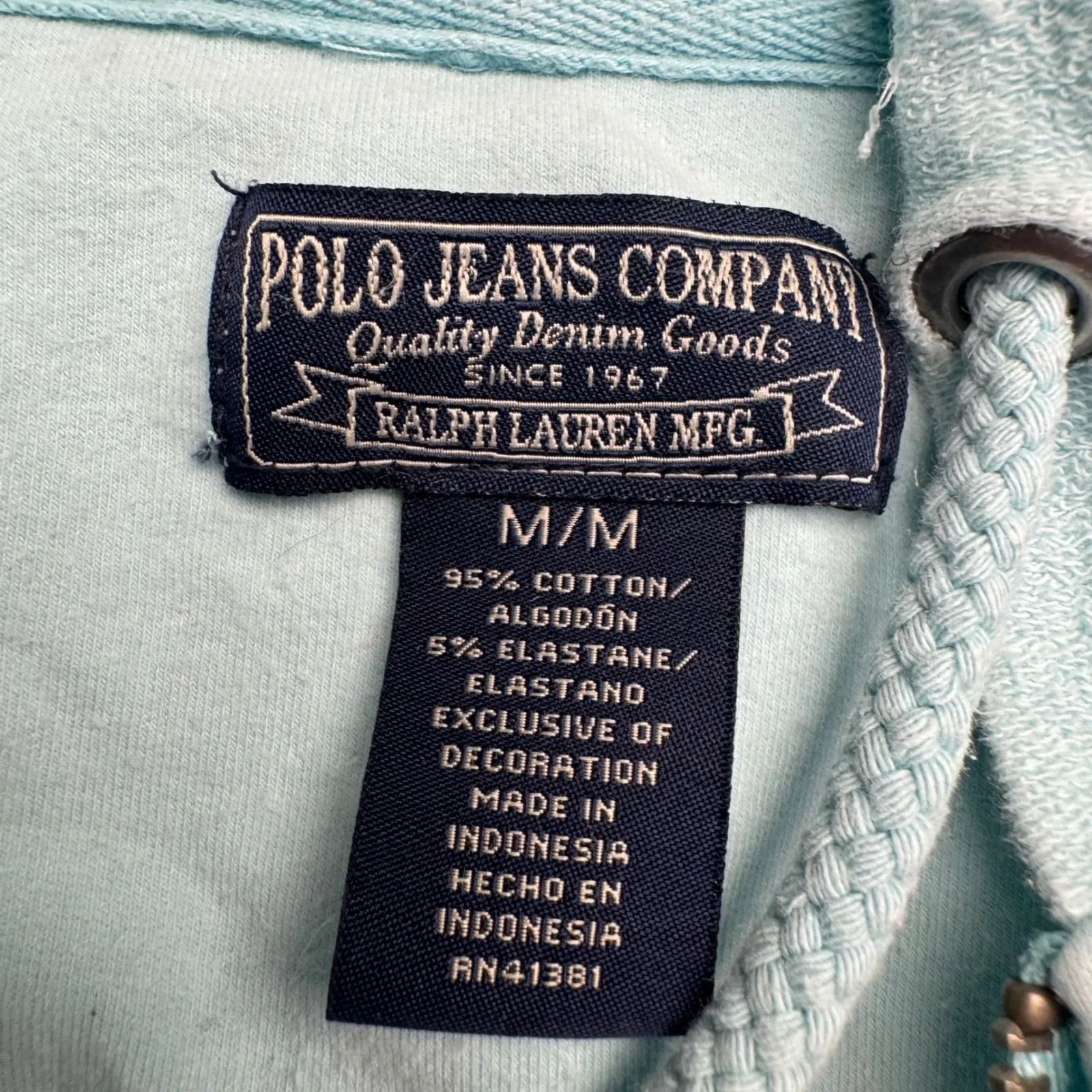 Polo Jeans Company Ralph Lauren M M Light Blue Flag Graphic Zip Hoodie Size undefined - Image 3
