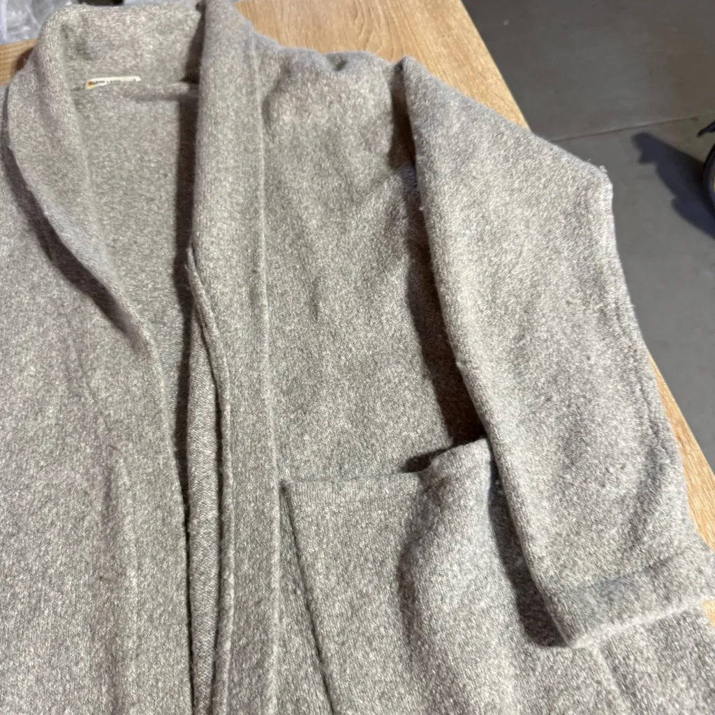 Marine Layer Cotton & Merino Wool Longline Gray Open Front Shawl Cardigan Small - Image 4