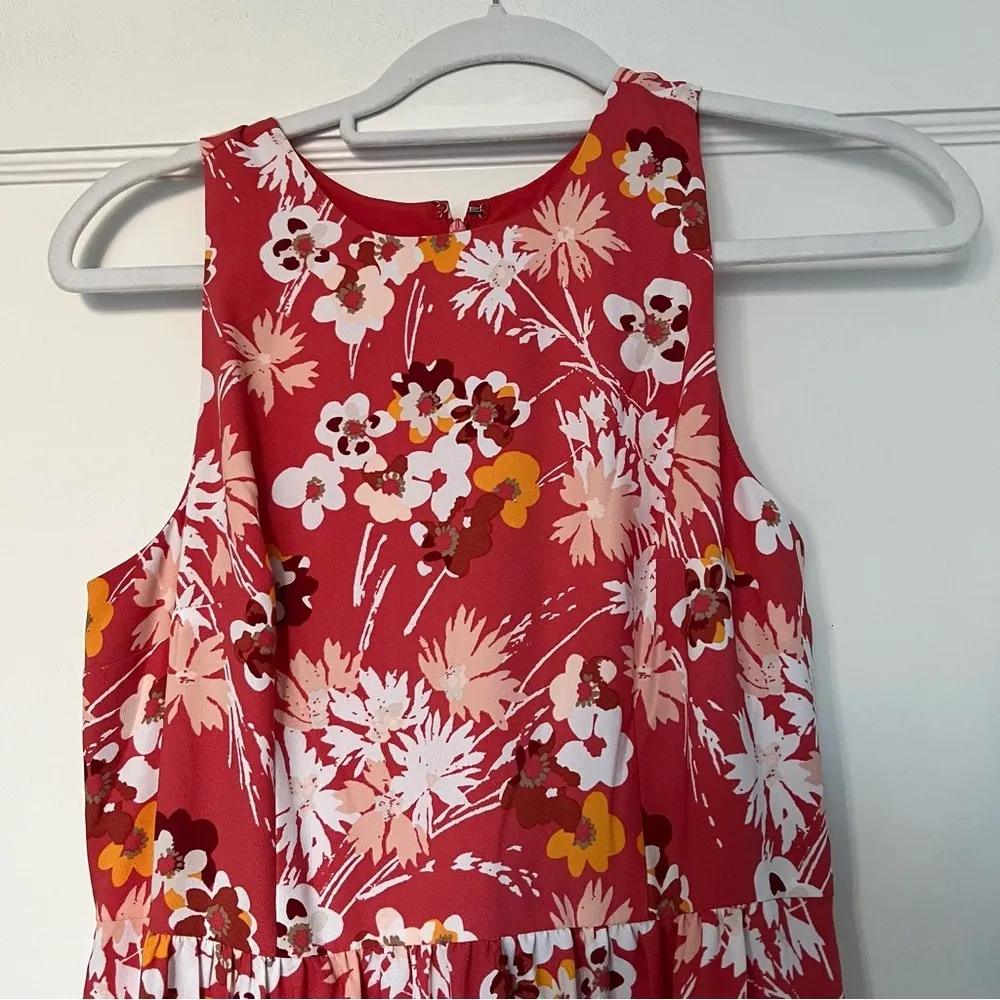 Loft Pink White Floral Print Maxi Dress with Side Slit Size 0 NWOT - Image 2