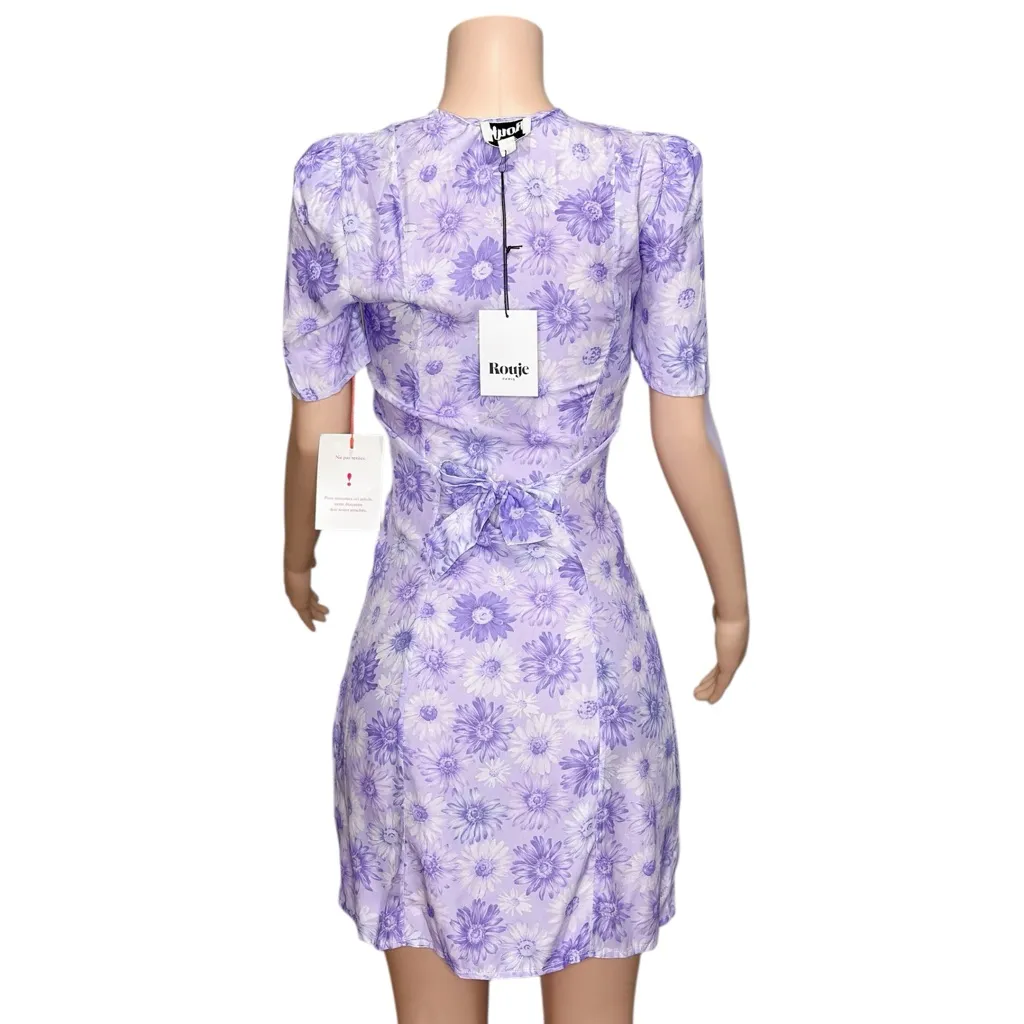 ROUJE Mathy Mini Dress, Lilac Sunflower, FR34/US2 Purple Size 2 - Image 10