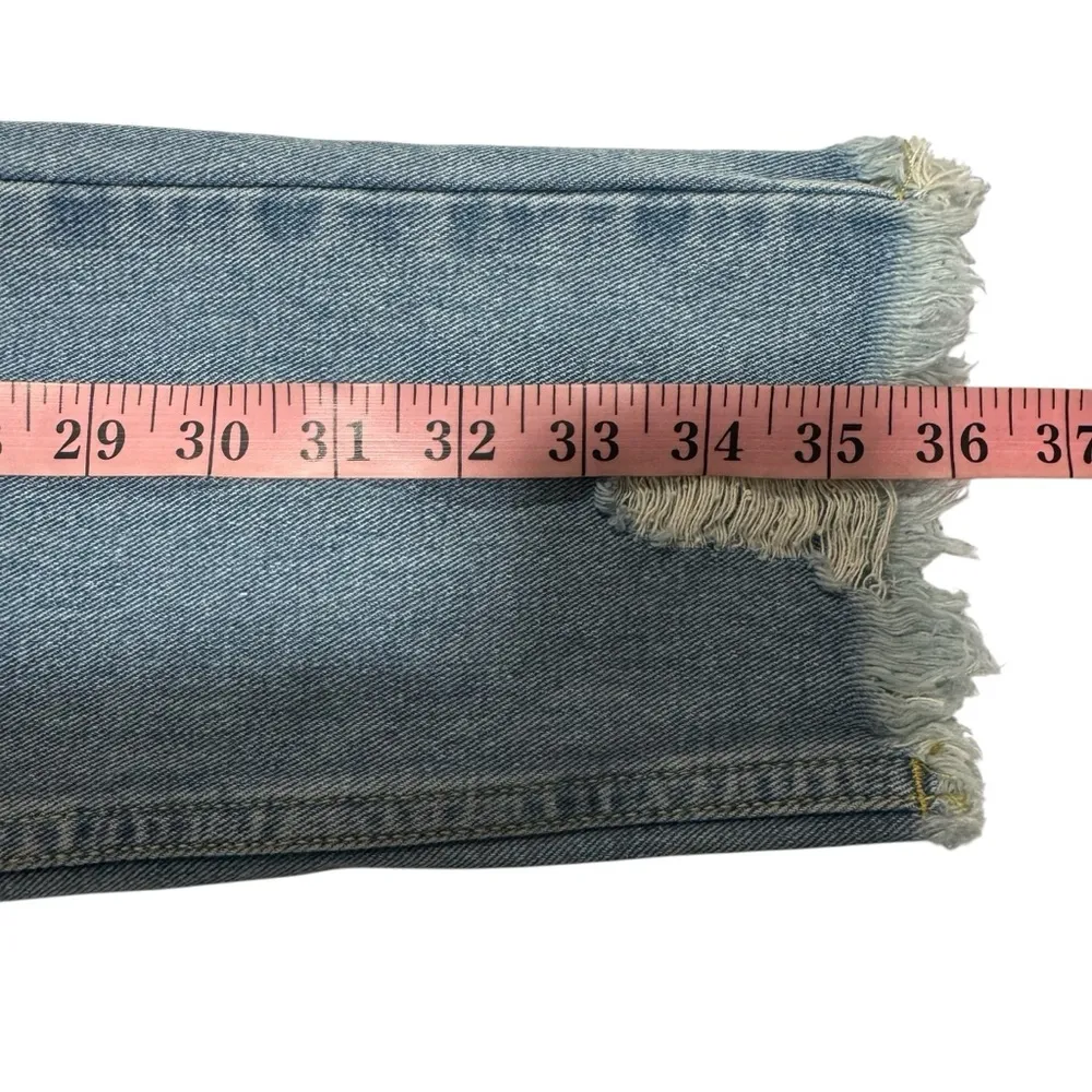 Princess Polly Mabel Front Zipper Distressed Shark Bite Hem Blue Skinny Jeans - Image 7