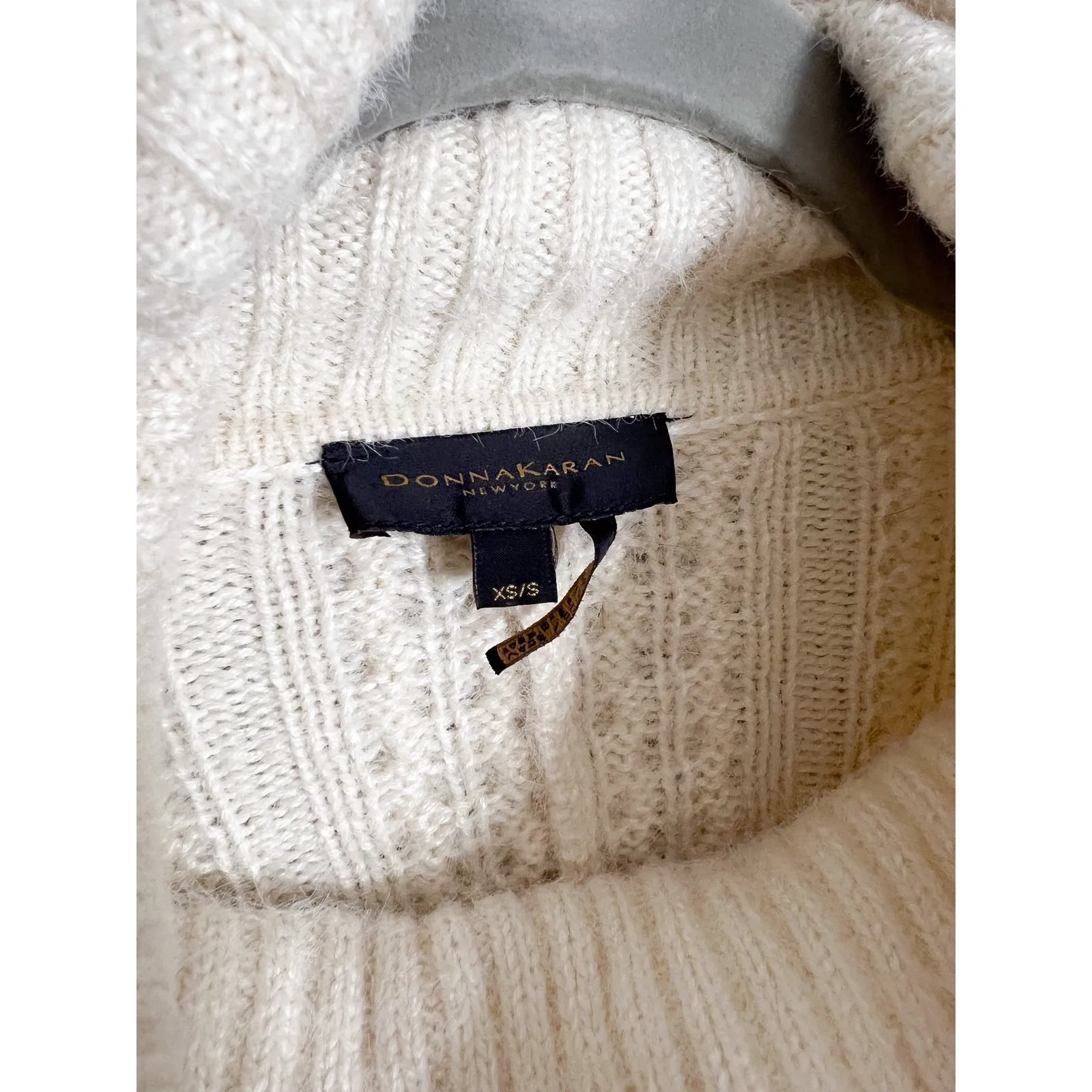 NEW Donna Karan Ivory Cable Knit Cowl Neck Poncho Sweater Cape - Image 6