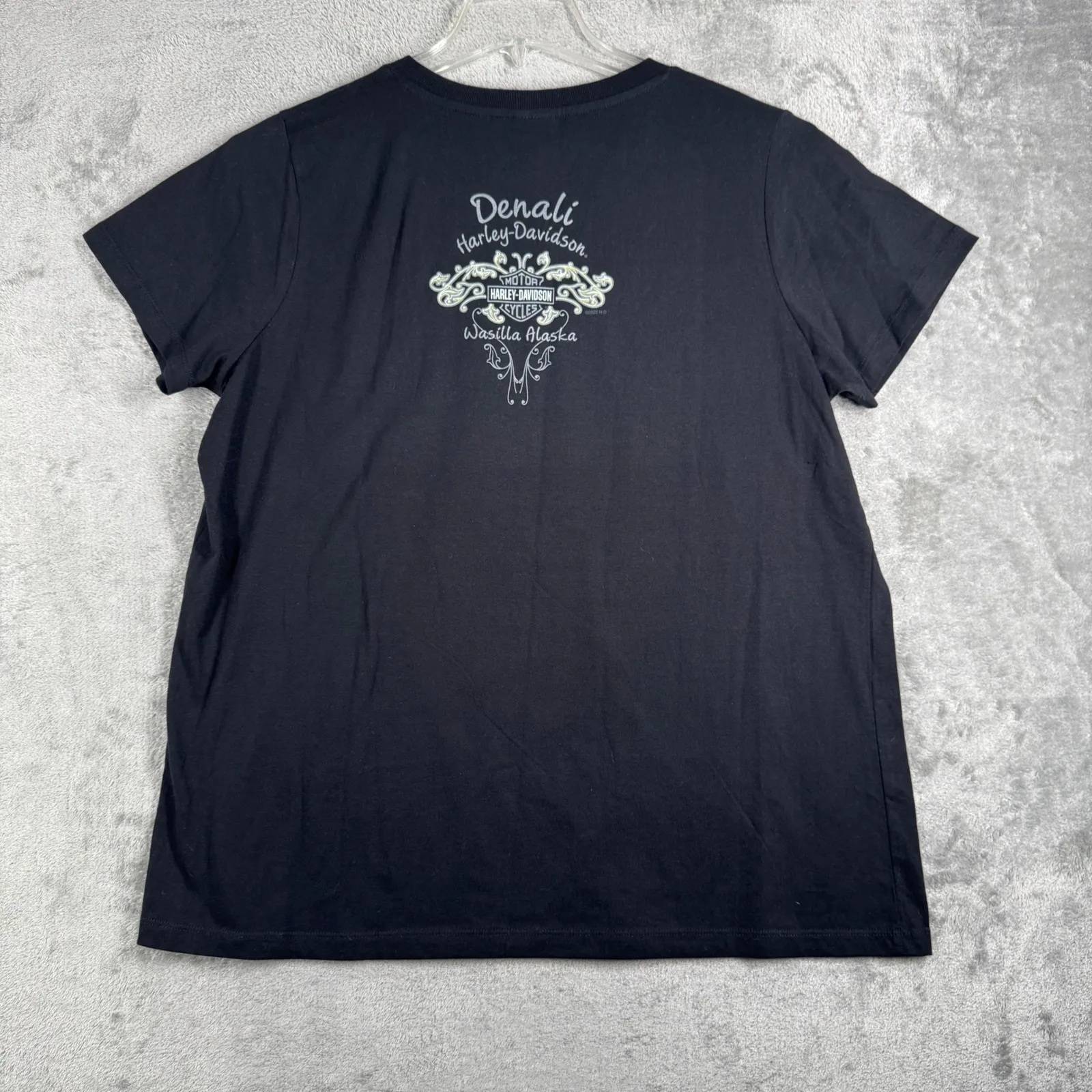 Harley Davidson‎ Womens 2X Black Shirt Moto Graphic Tee Denali Wasilla Alaska Size XXL - Image 3