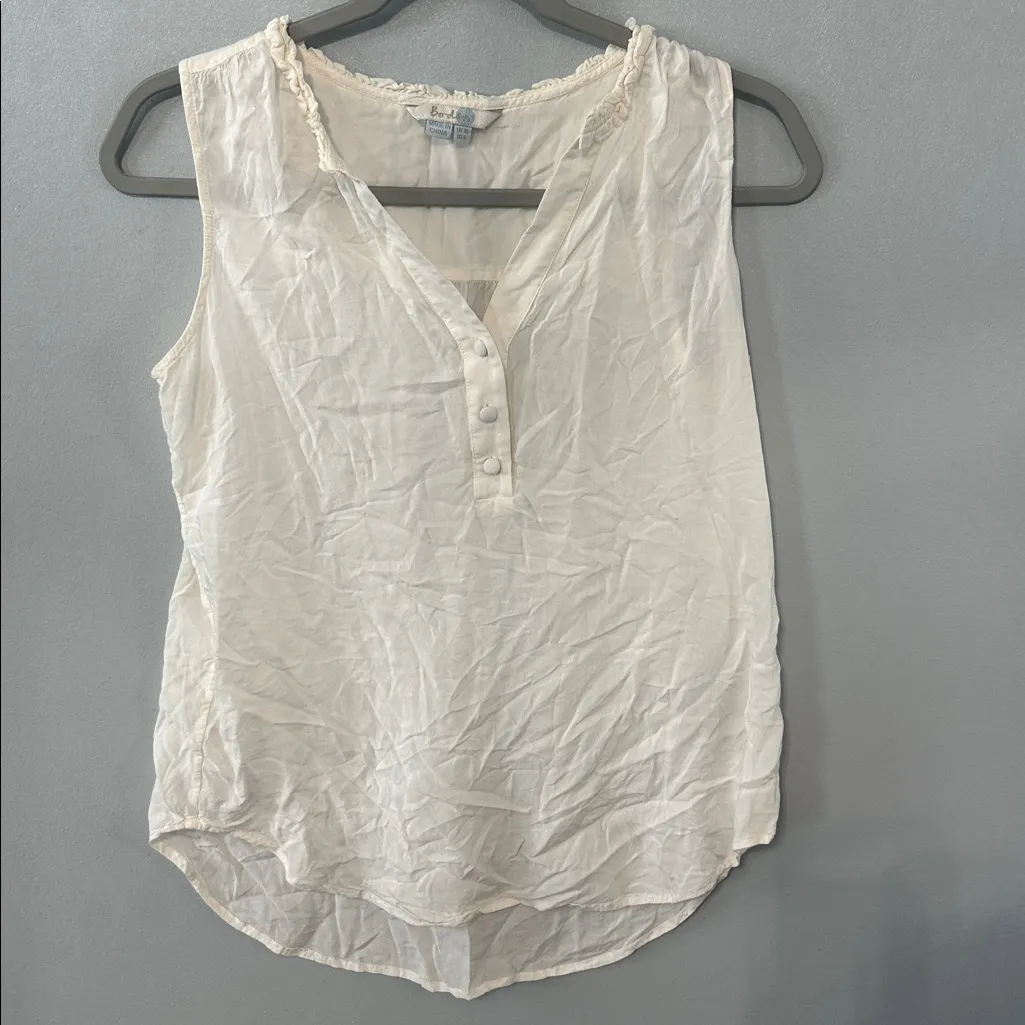 Boden Ivory Sleeveless Button Henley‎ Blouse 100% Viscose White Size 6 - Image 2