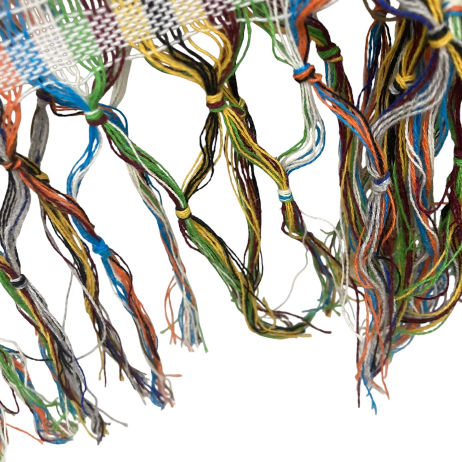 Handwoven Oaxaca Multicolor Fringe Poncho Shawl One Size Boho Artisan Mexico Blue - Image 10