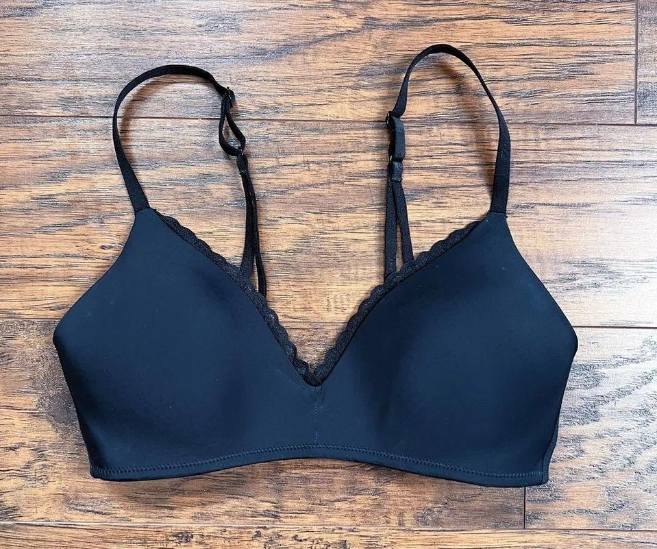 Aerie • Real Happy Wireless Lightly Lined Bra black 32D t shirt everyday - Image 2