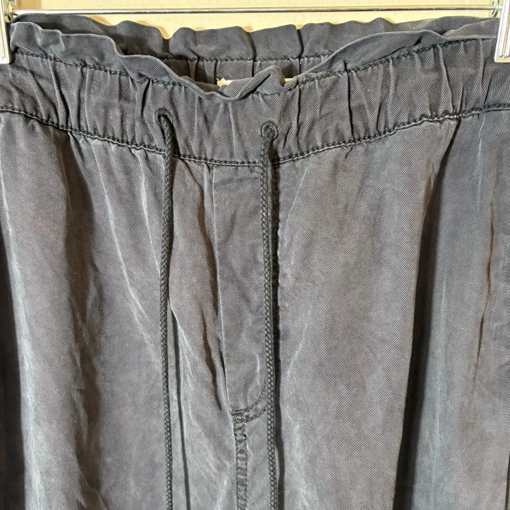 Loft  Black Wide Leg Drawstring Pants‎ Size Large 100% Lyocell - Image 3