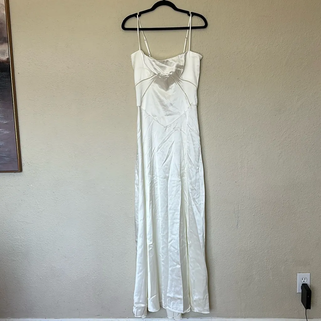 House‎ of CB M A-C 'Anabella' Ivory Satin Lace Up Maxi Dress NWOT - Image 6