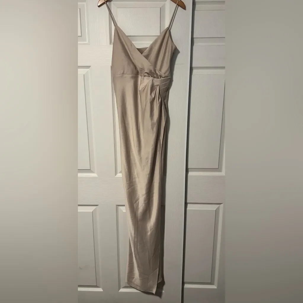 BHLDN Anthropologie Tank Top Maxi Dress Gown Freya Satin Charmeuse Slit Formal - Image 3