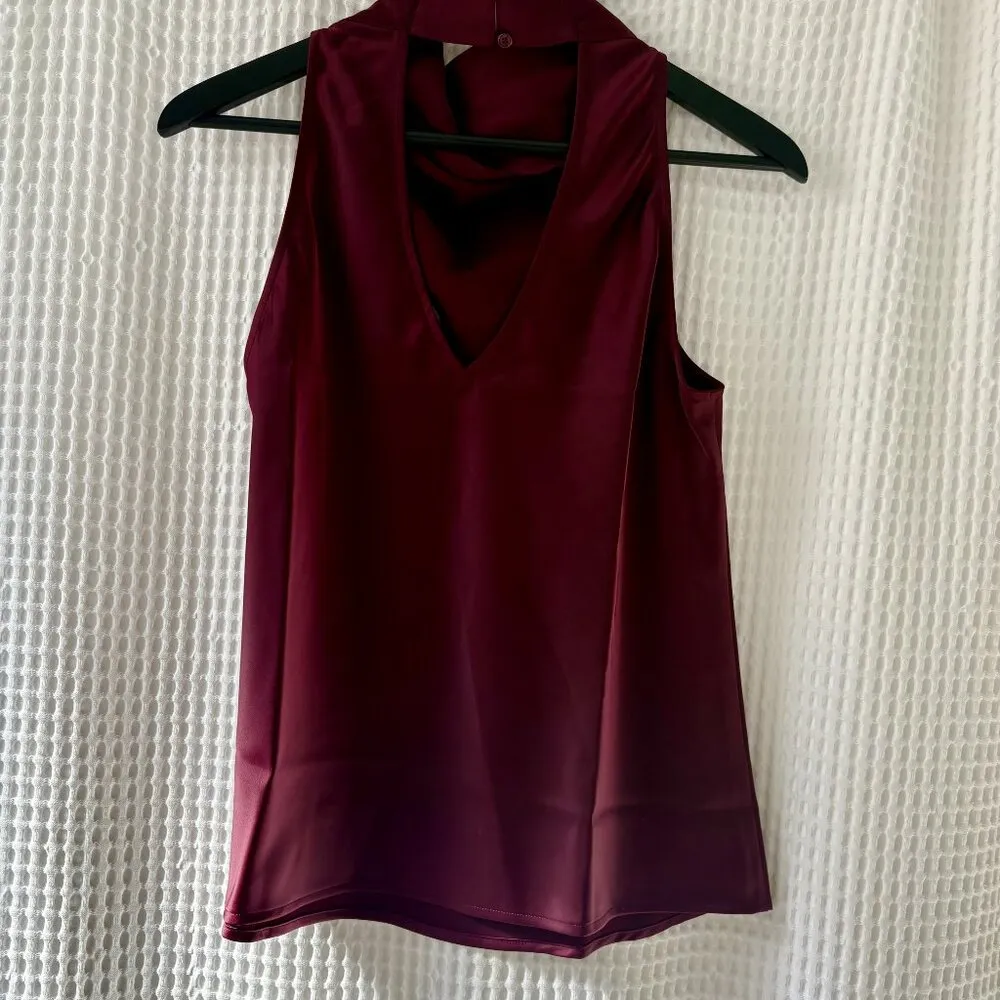 Sanctuary NEW small burgundy satin sleeveless cowl neck top going out work - Image 2