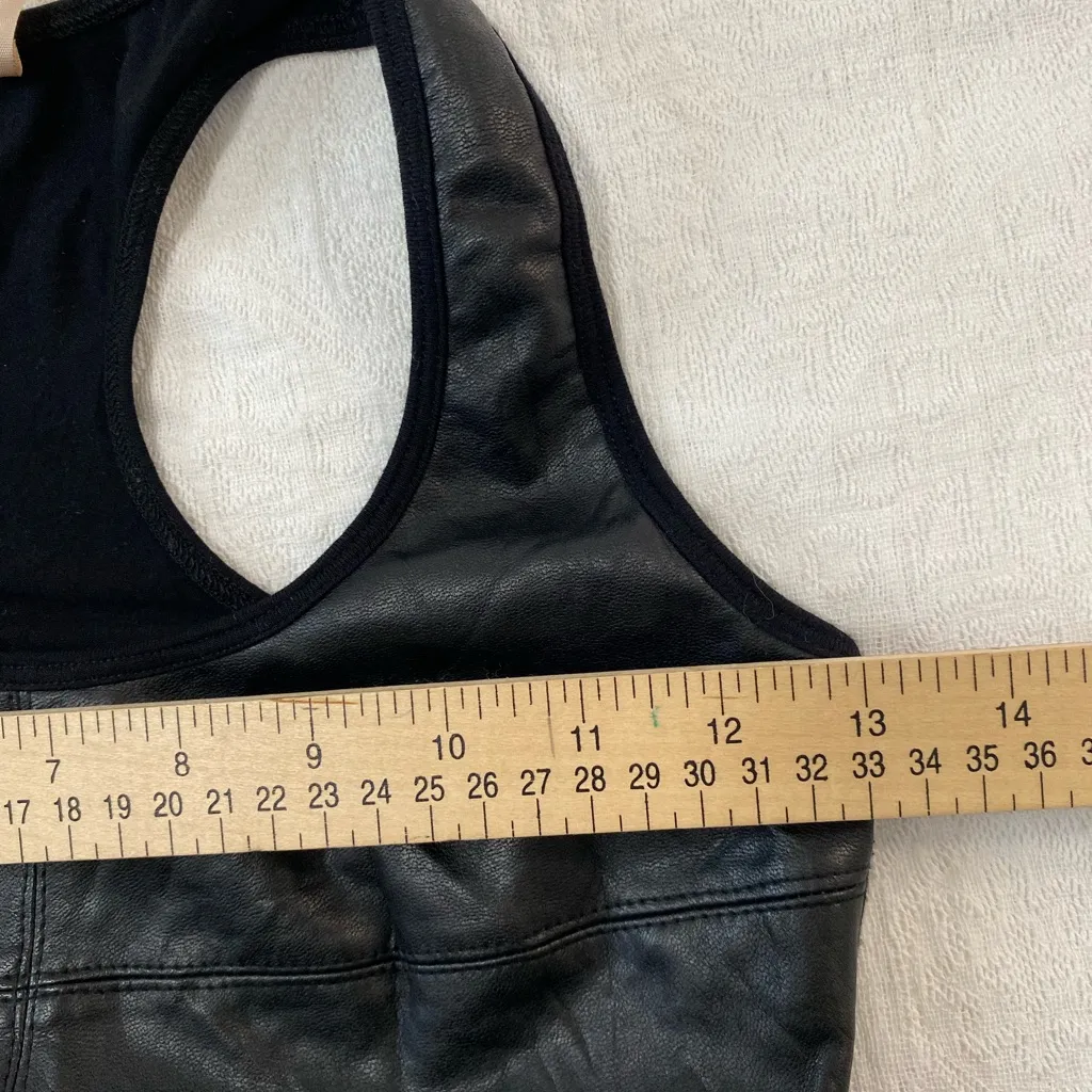 Bailey 44 Women XS Black Faux Leather Racerback Tank Stretch Back USA Made - Image 5