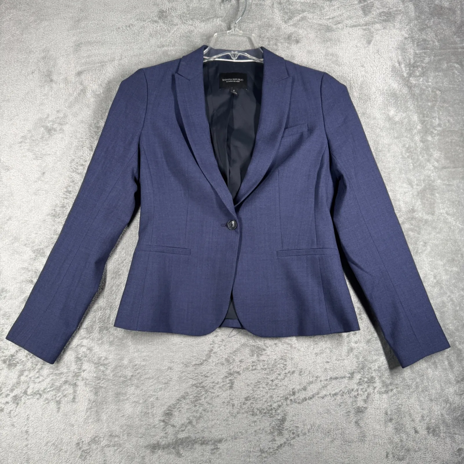 Banana Republic Classic Blazer Womens 4 Navy Wool Blend Workwear Career Office‎ - Image 2