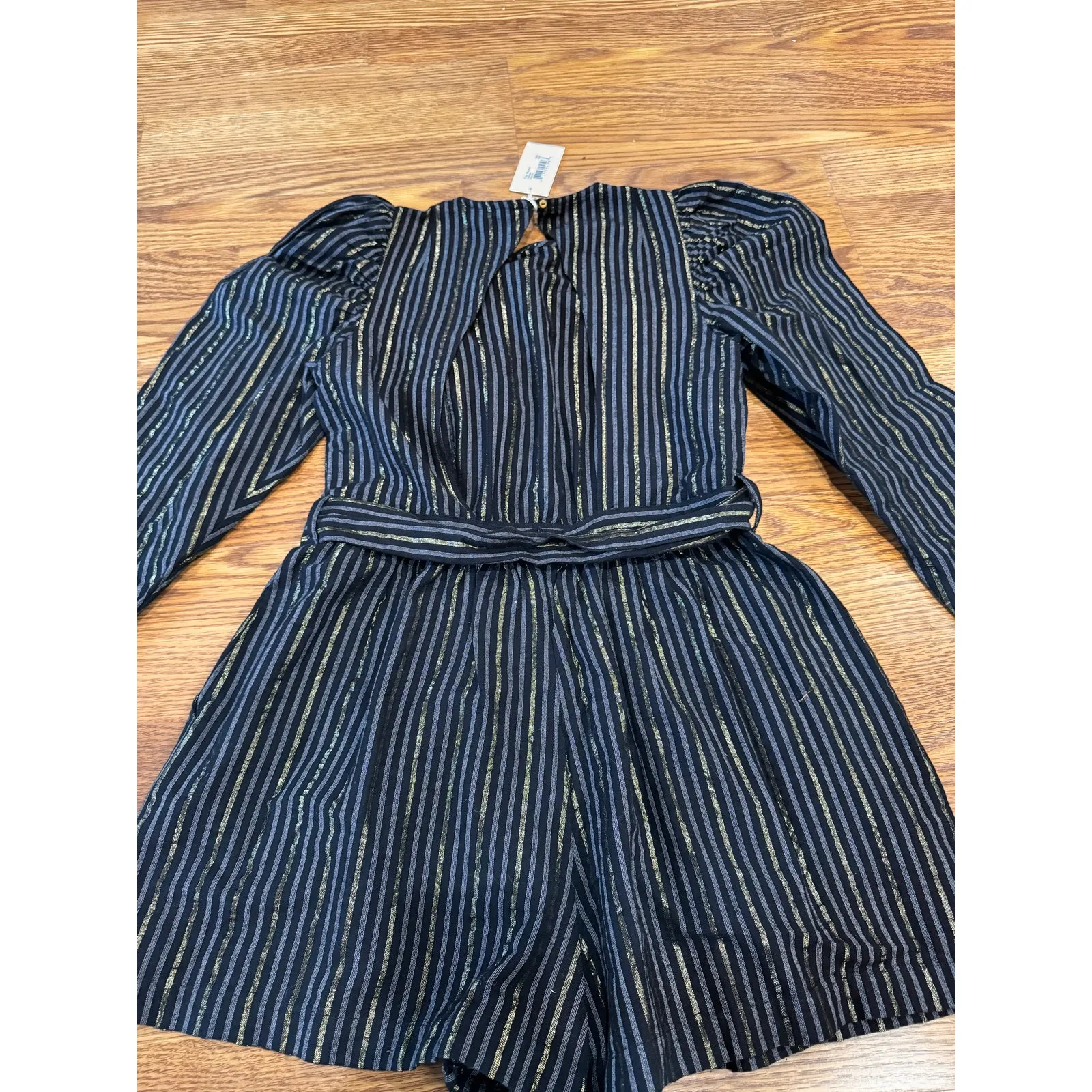 ULLA JOHNSON Vika Playsuit STRIPE LINEN OPEN BACK ROMPER size 4 - Image 13