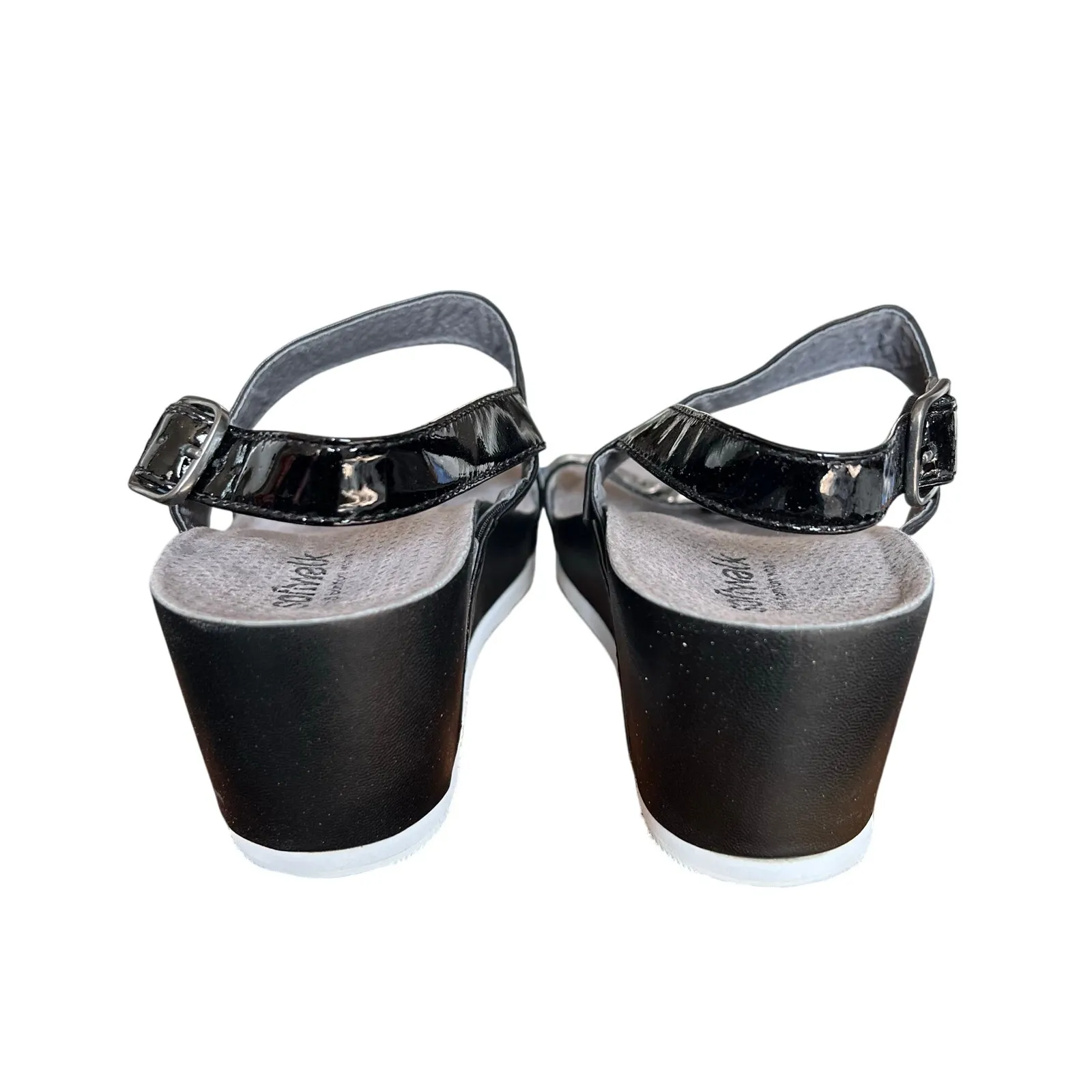 SoftWalk Black Wedge Sandals Comfort Footbed Adjustable Straps Shoes  Size 7W - Image 5