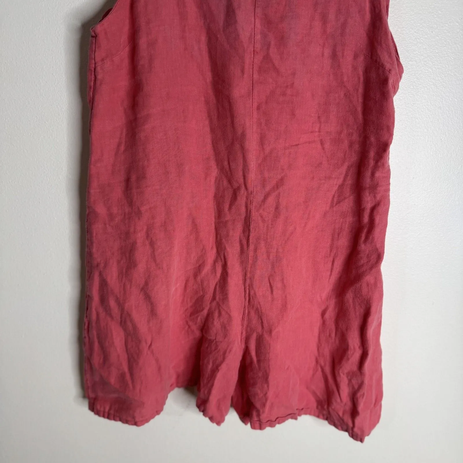 Lungo L'Arno Romper Womens Medium Pink 100% Linen Made Italy Sleeveless Summer - Image 3