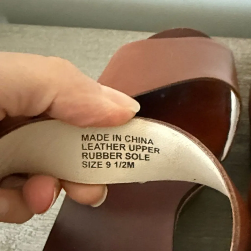 KORS Michael Kors Xaria Wedge Sandals in Brown Leather Size 9.5 - Image 7